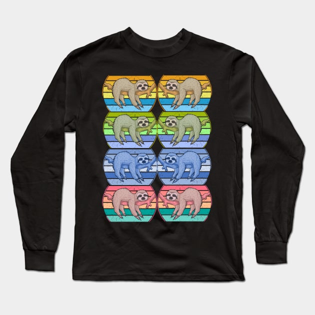 Colourful Sloths Long Sleeve T-Shirt by Imutobi